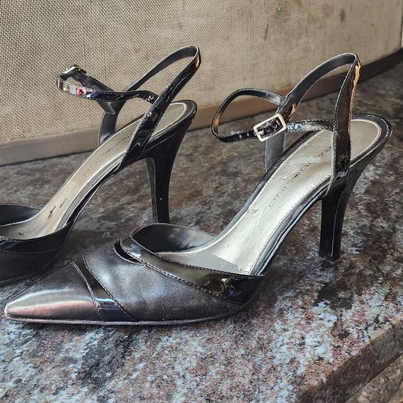 Bandolino Black Leather Pointed Toe Strappy Heels Size 8.5M - Picture 8 of 16